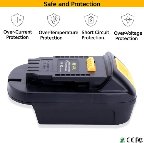 Battery Adapter Compatible with Dewalt 20v Max Tools, Convert for Milwaukee M18 18V Battery to Replacement for Dewalt 20v Battery to 20v Cordless ...