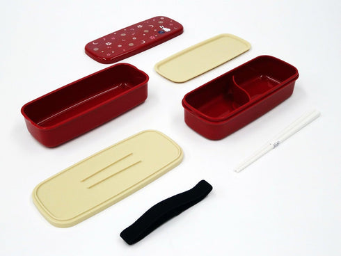 OSK Japanese Traditional Rabbit Moon Bento Box Set, PW-28C Renewal Version, Microwave-safe, Dishwasher-safe, Chopsticks, Bento Bag, Red...