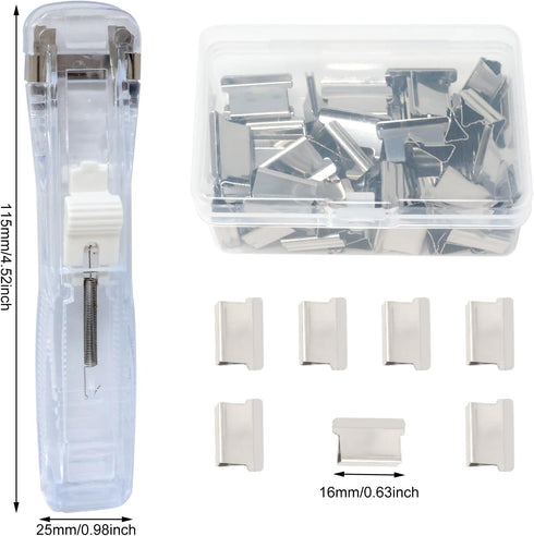 yueton 1 Clear Push Clip with 100 Metal Clips Punchless Push Clip Refill Clip Binder Reusable Paper Push Clip Spare Clip Dispenser for Office Scho...