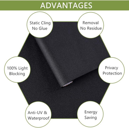 VELIMAX Static Cling Total Blackout Window Film Privacy Room Darkening Window Tint Black Window Cover 100% Light Blocking No Glue (29.5 x 78.7 inc...