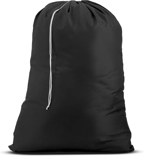 Nylon XL Laundry Bag, Large Capacity with Locking Drawstring, Machine Washable, Fits Laundry Baskets or Hampers, Holds 2 Loads of Clothes (Black, ...