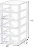 Hedume Desktop Drawer, Clear 5 Drawer Desktop Storage Unit, White Frame with Clear Drawers, Drawer Unit...
