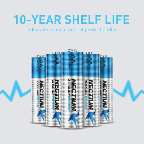 NECTIUM Superior Performance AA Batteries 8 Count Alkaline Pure-Gold-Bottom IoT Batteries Ultra Power Long Lasting for IoT Devices Smart Lock...