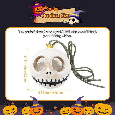 Car Mirror Decor Hanging Skull Accessories Halloween Swinging Skeleton Goth Pumpkin Ornament Rearview Interior Decoration Ghost Gift Beige...