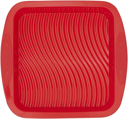 Home Basics Silicone Bakeware - 6 Piece Square Mini Fluted Pan, Non-stick, Heat-resistant, Easy Grip Handles, Made from Food-grade Flexible Silico...