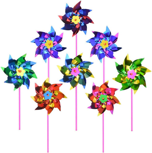 100pcs Plastic Rainbow Pinwheel,Windmill Party Pinwheels DIY Pinwheels Set for Kids Toy Garden Lawn Party Decor (100)...