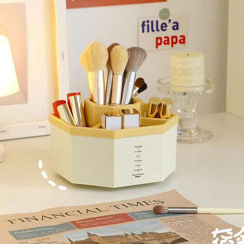 kaileyouxiangongsi Desk Organizer, 360-Degree Rotating Multi-Functional Pen Holder, 5 Compartments Desktop Stationary Organizer, Home Office Art S...