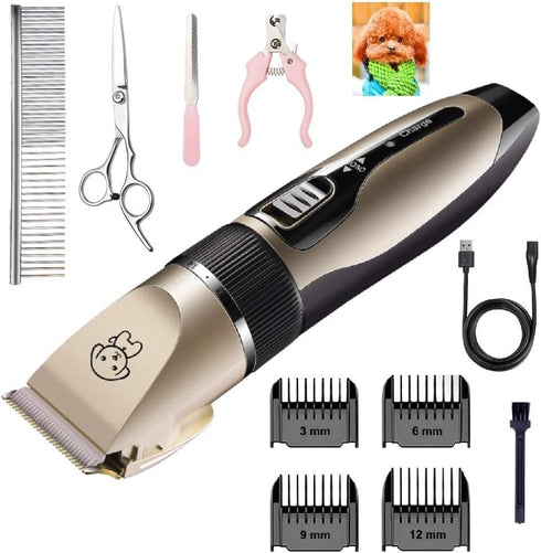 Dog Grooming Kit Pet Shaver Clippers Low Noise Rechargeable Cordless Electric Quiet Hair Clippers Set for Dogs Cats Pet...