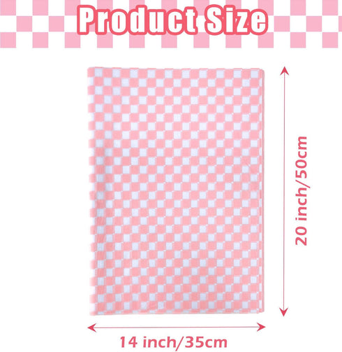 MUNILAIL 100 Sheets Checkered Tissue Paper 14 x 20 Inches Pink and White Tissue Paper for Gift Bags Bulk Wrapping Paper Gift Paper Tissue for Birt...
