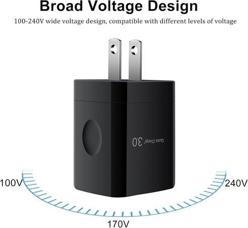 Quick Charge 3.0 Fast Charger Compatible Moto G10 G9 G8 G7 Power Plus Play, Edge/G Power/Stylus/Razr/One 5G Ace/G100, G6 X4 Z4 Z3 Z2 Z Play Force ...
