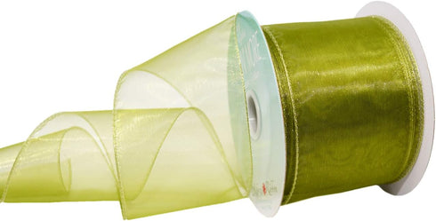 Morex Ribbon Wired 2-1/2-Inch Chiffon Ribbon with 20-Yard Spool, Moss...