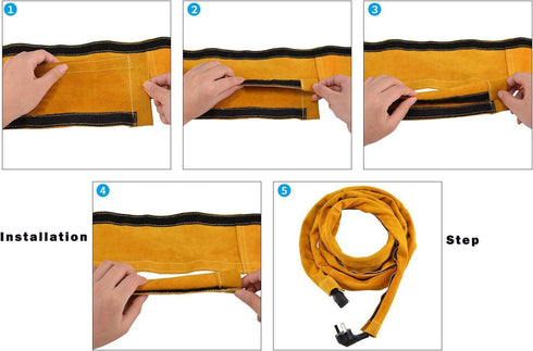 TIG Welding Torch Cable Cover/Sleeves inchzx Flame-Resistant Cowhide Leather Kevlar Stitched,MIG/Plasma Cable Sleeves Tig Cover,137 Inch (Yellow)...