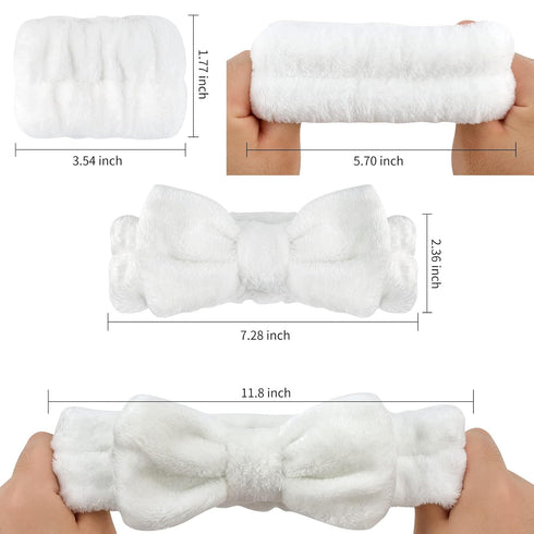 6 PCS Spa Headband with Wrist Washband Face Wash Set, Makeup Headband and Wristband Towel Scrunchies for Washing Face, Skincare Headband Sleepover...
