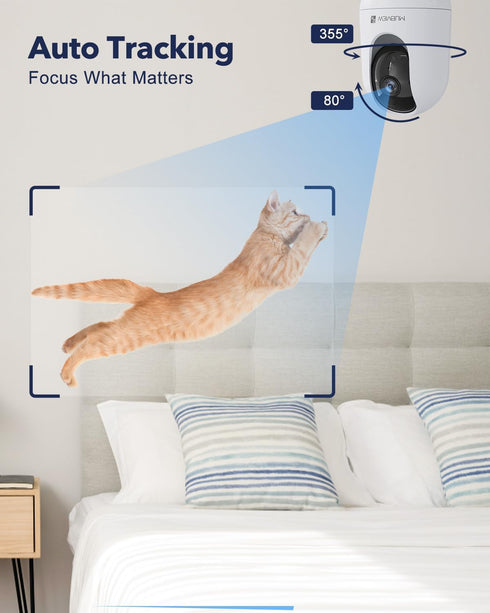 Indoor Security Camera 2K, Pet Camera with Phone App, WiFi Cameras for Home Security Camera for Dog/ Baby Monitor/Elder Pan Tilt, 2.4G, 24/7, 2-Wa...
