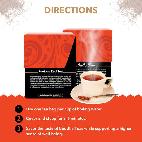 Buddha Teas - Rooibos Red Tea - Organic Herbal Tea - For Digestive Health - Rejuvenate & Support - Caffeine Free - 100% Kosher & Non-GMO - 18 Tea ...