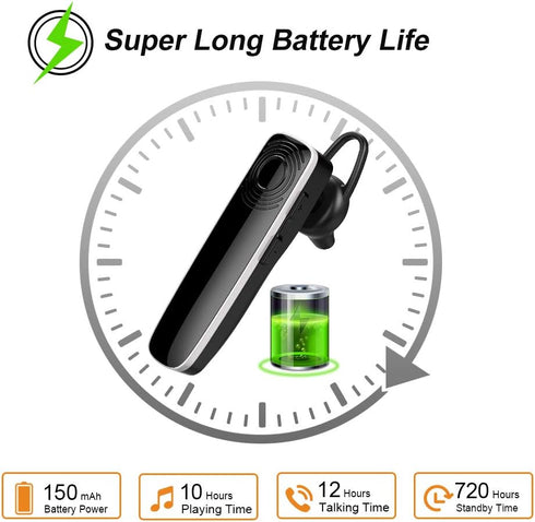 New bee Bluetooth Earpiece with Mic V5.1 Wireless Handsfree Headset 12H Talktime Driving Headset Compatible with iPhone Android Samsung Laptop Dri...