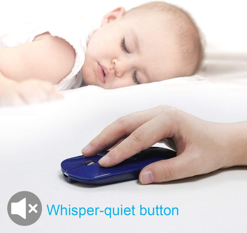 FENIFOX Bluetooth Mouse Slim, Whisper-Quiet Mini Flat Portable Mobile Mice Rechargeable Compatible with Laptop,PC,Android Windows Tablet (Deep Blu...