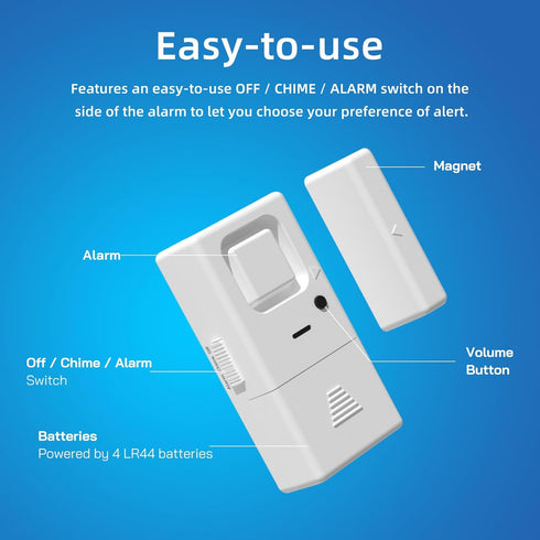Door Window Alarm - 2 Pack - Adjustable Volume Door Alarm Sensor Wireless Door Alarms for Kids Safety, Door Open Chime Burglar Alert Window Alarm ...