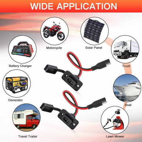 ELECTOP Rectangular SAE Connector Power Socket Sidewall Port, Weatherproof SAE Quick Connector Solar Panel Flush Mount SAE Plug Adapter, 12AWG SAE...