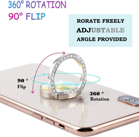 Glitter Bling Bling Phone Ring Holder,Sparkle Phone Ring Grip Artificial Diamond Stand,Rhinestone Cell Finger Ring for Phones,Pad(Silver)......