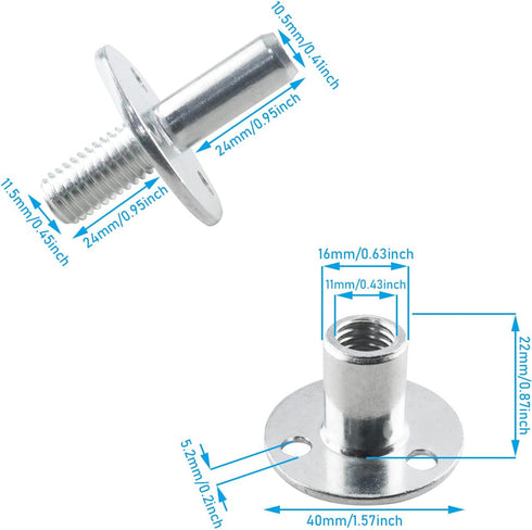 2 Sets Metal M12 Bed Post Connector Screw-in T-Nut Bedpost Connector Furniture Hardware Fittings Nuts...
