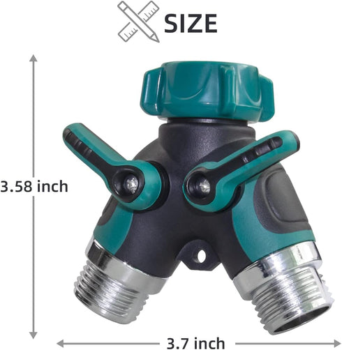 2 Pack Hose Splitter,2 Way Heavy Duty Garden Faucet,Garden Y Hose Connector Metal Body,Garden Hose Y Splitter for Outdoor and Indoor Use...