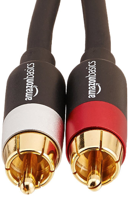 Amazon Basics 2 RCA Audio Cable for Amplifier,Active Speakers or Subwoofer with Gold-Plated Plugs, 15 Feet, Black...