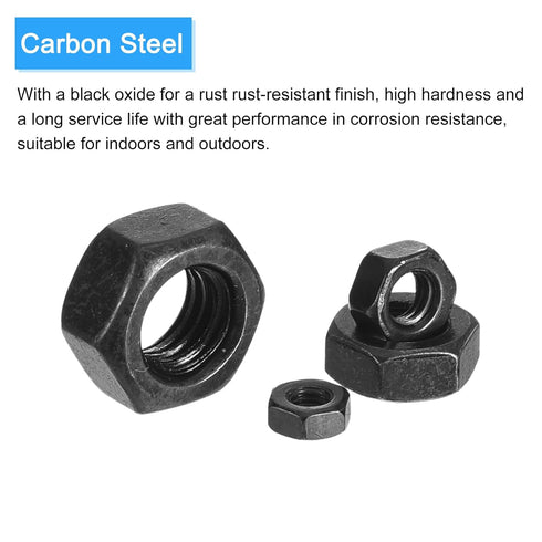 Hex Nuts (#10-32) 20Pcs, Carbon Steel Fine Thread Black Oxide Hexagon Nut Hardware - for DIY Home Repair Machinery, Black...