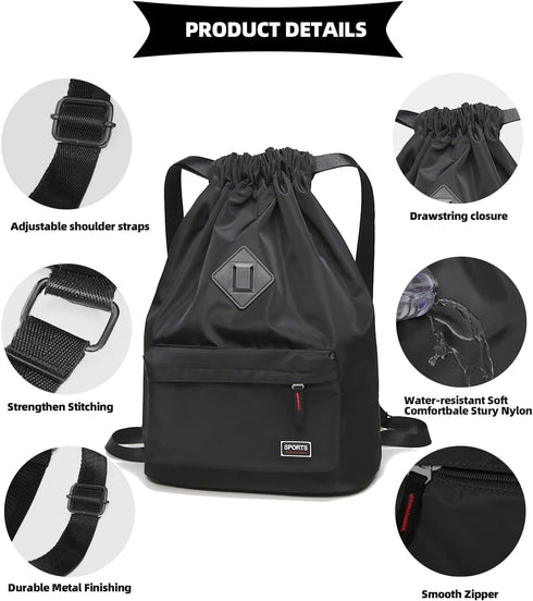 Peicees Waterproof Drawstring Sport Bag Lightweight Sackpack Backpack for Men and Women...