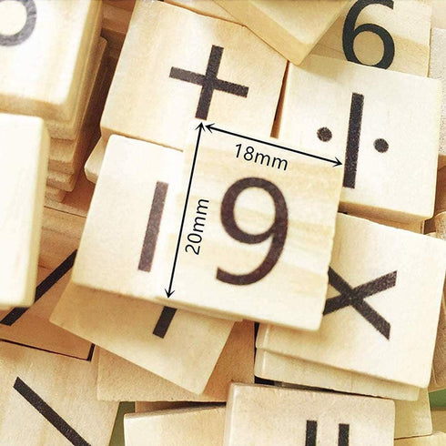 100pcs Wood Tiles Numbers and Symbols Wooden Pieces for Word Game Board of Education Games Crafts,Pendants...