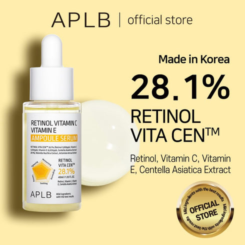 APLB Retinol Vitamin C Vitamin E Ampoule Serum | RETINOL VITA CEN™ 28.1% 1.35 FL.OZ/Korean Skincare, Long lasting moisturizing, Revitalize for gen...