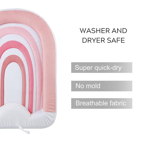 PandaEar Baby Bath Pad for Infant Newborn | Bath Seat Soft Rainbow Cushion Mat for Sink Bathtub Essentials Shower Gift (Pink)...
