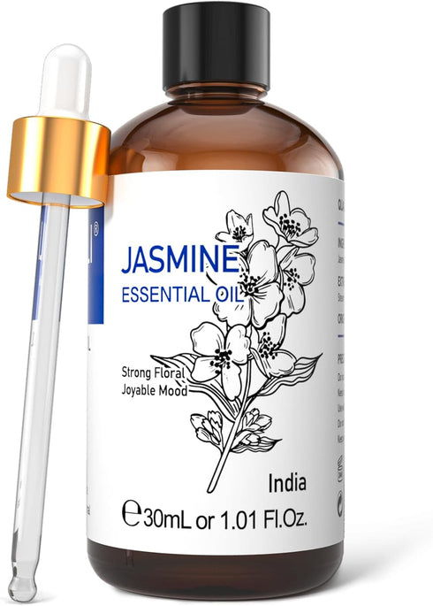 HIQILI 1 Fl Oz Jasmine Essential Oil, 100% Pure Natural for Diffuser, Hair, Skin, Perfume Making - 30ml...