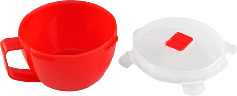 Home-X Microwave Soup Mugs with Lid- Set of 2, Microwave Soup Bowls with Handle and Vented Lid, BPA Free Dishwasher Safe, 32oz Capacity, Set of 2,...