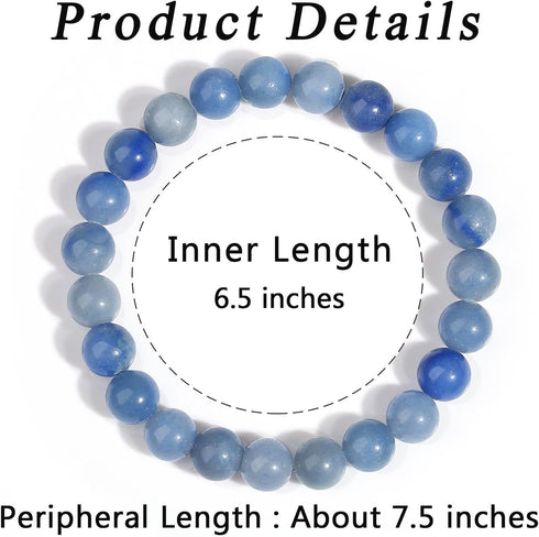 MAIBAOTA Healing Crystal Bracelet for Women Men, 8 mm Natural Stone Beaded Bracelets, Jewelry Birthday Gifts, Round Gemstones Stretch Bracelet...