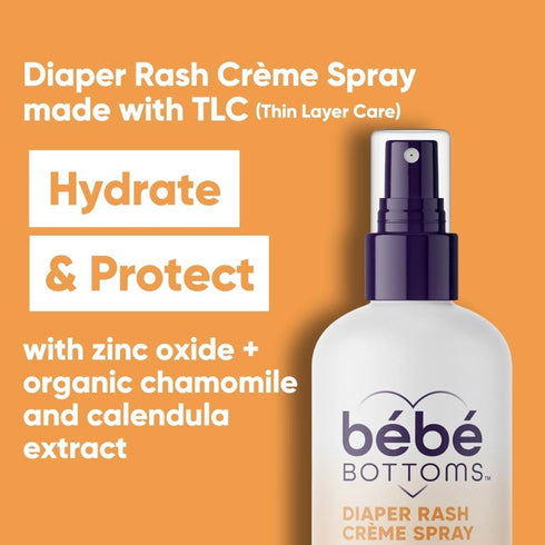 Bébé Bottoms Baby Diaper Rash Cream Spray, No-Rub Touch Free Application for Sensitive Skin (50 ml)...