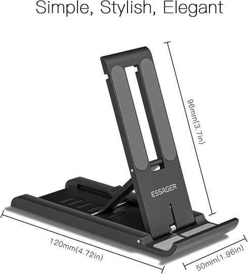 ESSAGER 2 Pack Cell Phone Stand, Adjustable Foldable Mini Mobile Phone Holder for Desk Compatible with iPhone/Kindles/Smartphones (White)...