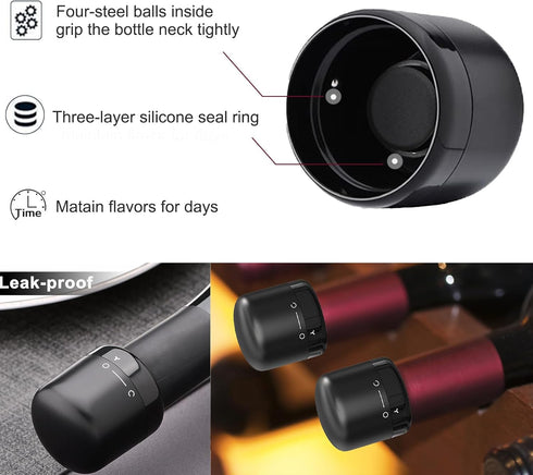 Wine Bottle Stopper With Twist Lock 2Pack,Wine Stopper With Silicone Reusable Wine Sealer, Wine Toppers Stopper Leak Proof And Keeps Wine Fresh Fo...
