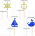 Morndew 24 PCS Anchor Boat Rudder Whale Sailboat Cupcake Toppers for Ocean Sailing Theme Party Birthday party Baby Shower Wedding Party Decoration...