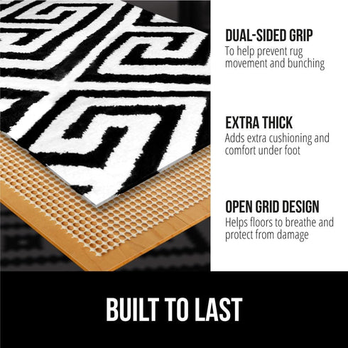 GORILLA GRIP Strong Rug Pad Gripper, 2x6 FT, US Designed, Grips Keep Area Rugs Safe and in Place, Thick, Slip and Skid Resistant Pads for Hard Flo...