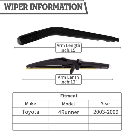 Rear Wiper Arm Blade Nut Set Replacement for Toyota 4Runner 2003-2009,Rear Wiper Cover Accessories Assembly, Wiper Cap Set for Back Windshield Win...