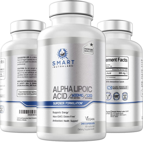Alpha Lipoic Acid 600mg Per Serving, 240 Vegan Capsules- Gluten Free, Pure Non-GMO ALA- Supports Energy & Anti Oxidant...