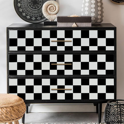 1339 Black White Mosaic Trellis Peel and Stick Wallpaper 17.7" x 9.8ft Square Lattice Self-Adhesive Checkered Contact Paper Shelf Liner Kitchen Ba...