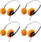 4Pcs Orange Retro Over-Ear Headphone,Vintage Feelings Underwire Headphone,Retro Lightweight Earphones,Hi-Fi Stereo Earphone Headset,Walkman ,for M...