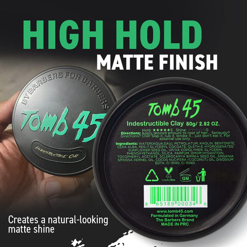 Tomb 45 Indestructible Hair Clay, High Strong Hold with Matte Finish Hair Styling Product...