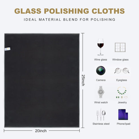 SINLAND Microfiber Glass Polishing Cloths Large Size Thick Lintless Drying Towels for Wine Glasses Stemware Dishes Stainless Appliances 20 Inch X ...