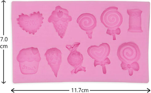 2Pcs Ice Cream, Candy, Lollipop Shape Silicone Molds ForPudding,Pan Muffin,Impression Mats Baroque Fondant,Chocolate,Ice Cube,Cookie Pastry Pies,C...