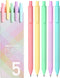 Kaco Pack of 5 Pieces Gel Ink Pens Colored Ink Cute Retractable Pens for Note Taking 0.5mm Fine Point (Macarons)...