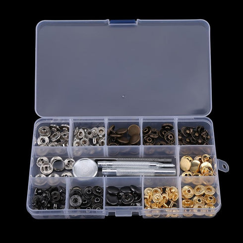 40 Sets Snap Button, Metal Popper Button Press Studs Fastener 6 Color Clothing Snaps Kit for Leather Craft Tool with Storage Box(633#12MM)...