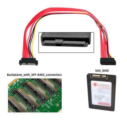 chenyang SFF-8482 Extension Cable SAS 29Pin SFF-8482 Male to SFF-8482 Female Hard Disk Drive Extension Cable 0.5m...